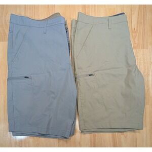 Weatherproof Vintage Mens 40 Regular Fit Utility Tech Shorts 2 Pack Blue Khaki